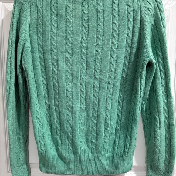 VTG Gloria Vanderbilt Mint Cable Knit Crewneck Fisherman Apres Ski Sweater - Picture 5 of 5